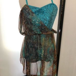 Dansco lyrical dance costume dress blue S M